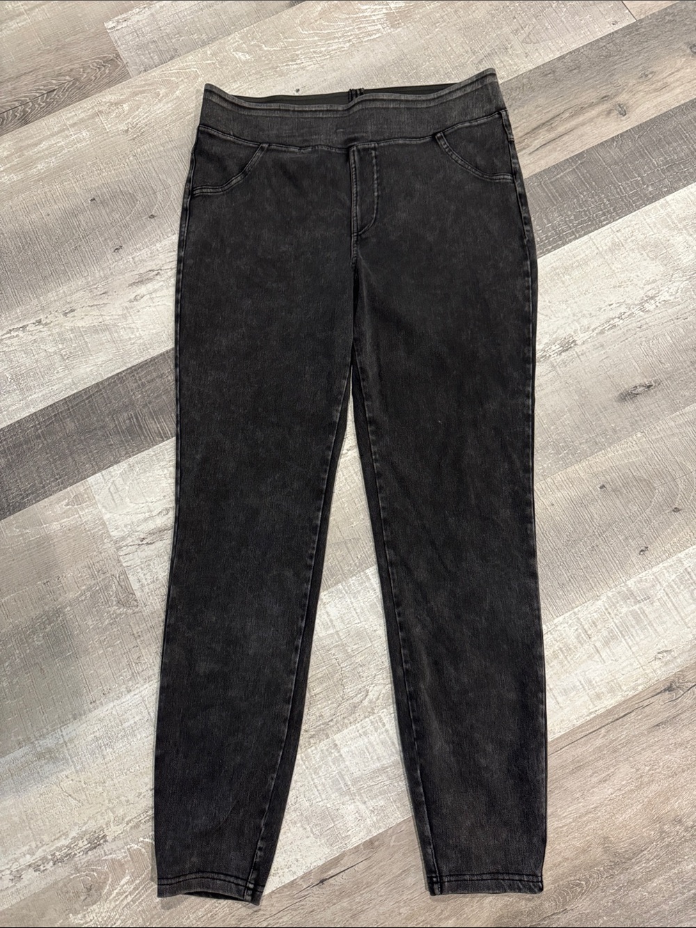 Women’s High-Rise Distressed Black Pull On Stretch Jeans